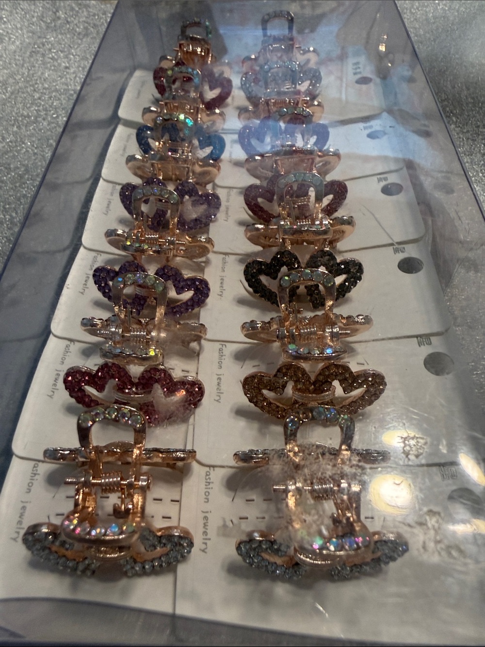 Rhinestone Heart Hair Claw Clips - Assorted Colors. 12/$12
